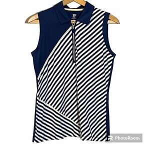 Women’s EP sleeveless striped block Polo. Women’s size medium